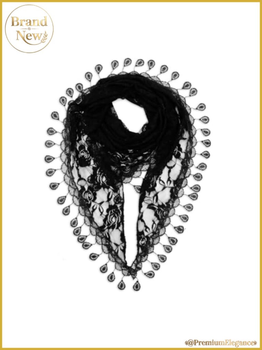 Lace Triangle Shawl Wrap Scarf Head Bandana for Women Tassel Fringe